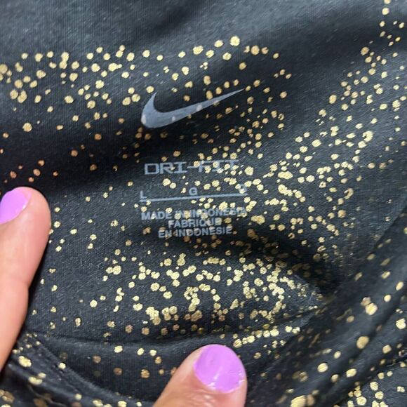 Nike Dri-Fit Womens Mid Rise Stretch Compression Leggings Large in Black Printed - Picture 8 of 9